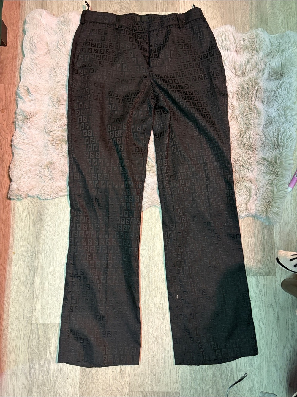 Fendi Black Tonal FF Logo Dress Pants - Men's
